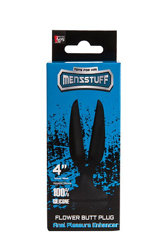 Чёрная пробка-бутон Dream Toys MENZSTUFF FLOWER BUTT PLUG 4INCH 21248 (11 см)