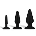 Набор чёрных анальных плагов из ультрабархатистого силикона Hustler HT-BKIT-BLK