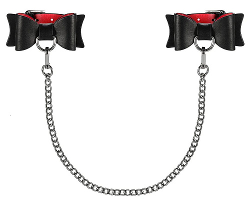 Чёрные элегантные манжеты со строгими бантиками Obsessive A745 cuffs