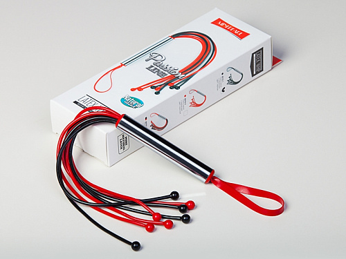 Чёрно-красная плеть с шариками на концах Sitabella 6010-12 (35 см)