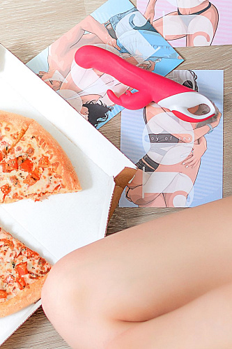 Розовый вибратор с клиторальным стимулятором с подогревом JOS ELLY 783003 (21,5 см)