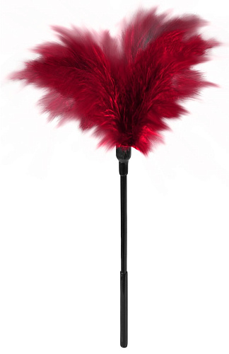 Чёрная пластиковая метелочка с красными пёрышками Blush Novelties Small Feather Tickler 520022 (32 см)