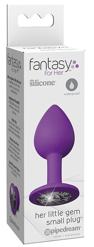 Фиолетовая анальная пробка с прозрачным стразом Pipedream Her Little Gems Small Plug PD4949-12 (7,4 см)