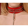 Красный ошейник с цепочками Sitabella 3101-2