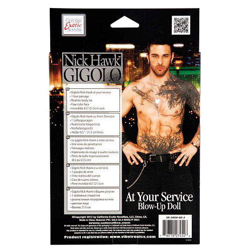 Кукла «Мужчина» телесного цвета с фаллосом California Exotic Novelties Nick Hawk GIGOLO SE-2959-00-3