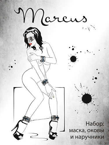 Серебристый кружевной набор: наручники, оковы и маска ToyFa 716021