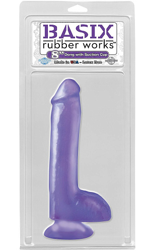 Фиолетовый фаллоимитатор на присоске Pipedream Basix Rubber Works PD4229-12 (21,6 см)