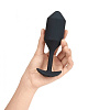Чёрная пробка для ношения с вибрацией b-Vibe Snug Plug 4 BV-015-BLK (14 см)