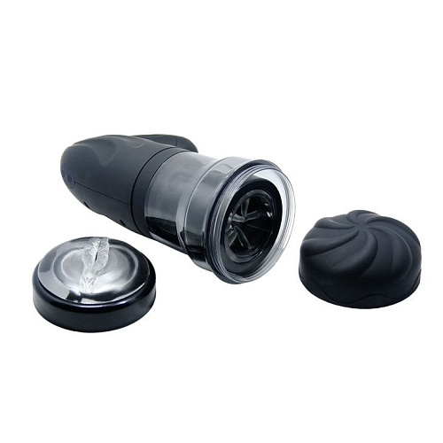 Мегамастурбатор-вагина с ротацией в чёрном цвете Baile Breton BM-00900T45