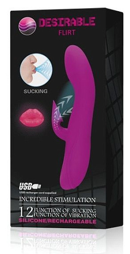 Лиловый вибратор с присасывающимся клиторальным отростком Baile Romance MC03 (19,5 см)