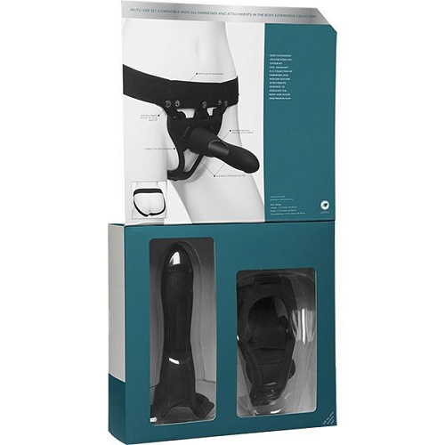 Чёрный полый страпон с креплением Doc Johnson Body Extensions BE Strong 800-07-BX (19,05 см)