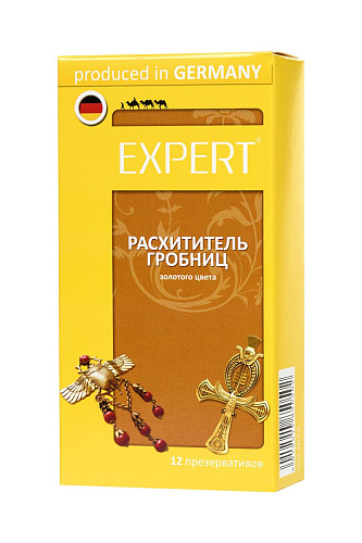 Золотистые презервативы Expert «Расхититель гробниц» №12 (12 шт)