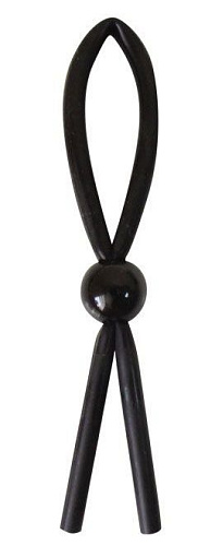 Чёрное силиконовое эрекционное кольцо-лассо Bior toys SEM-55006