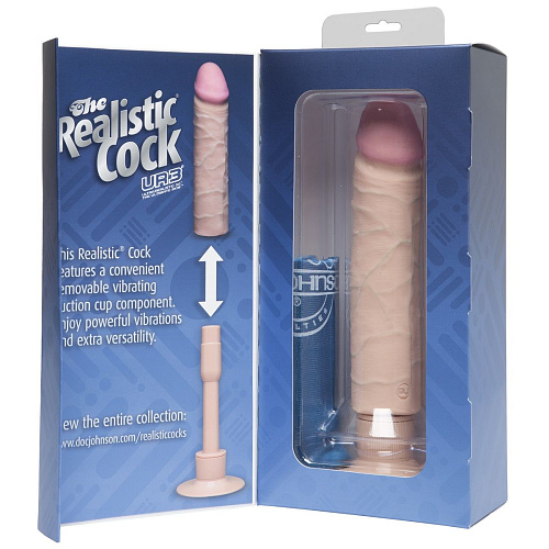 Вибратор-реалистик телесного цвета Doc Johnson The Realistic Cock ULTRASKYN Without Balls Vibrating 8” 1160-30-BX (24,1 см)