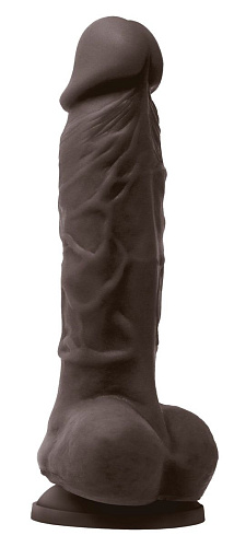 Коричневый силиконовый фаллоимитатор с мошонкой NS Novelties Pleasures 5 Dildo NSN-0405-19 (18 см)