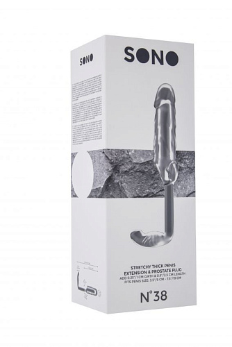 Прозрачная насадка с анальной вставкой Shots Media BV Stretchy Penis Exten and Plug No.38 SON038TRA