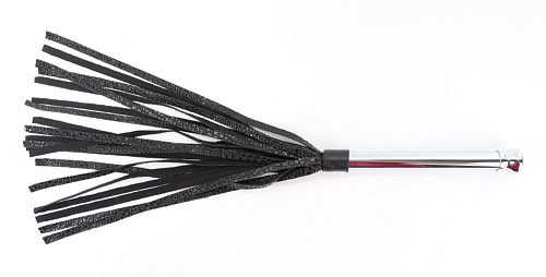 Чёрная плётка с металлической ручкой БДСМ арсенал 54014 (50 см)