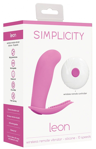 Розовый вибростимулятор с пультом ДУ Shots Media BV Leon SIM072PNK (10,3 см)