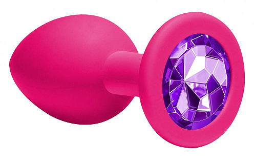 Средняя розовая анальная пробка с фиолетовым кристаллом Lola toys Emotions Cutie Medium 4012-02Lola (8,5 см)