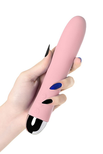 Розовый силиконовый вибратор с функцией нагрева и пульсирующими шариками ToyFa FAHRENHEIT 796005 (19 см)