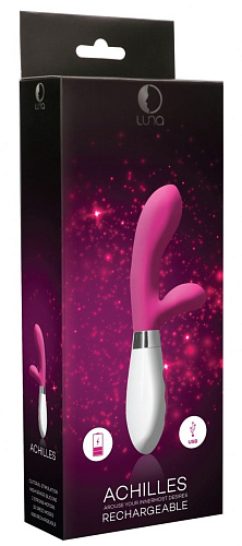 Розовый перезаряжаемый вибратор-кролик Shots Media BV Achilles LUNA021PNK (21 см)