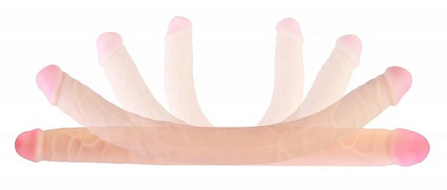 Телесный двухсторонний фаллоимитатор-реалистик Сумерки богов 3206-08 BX DD (56,5 см)