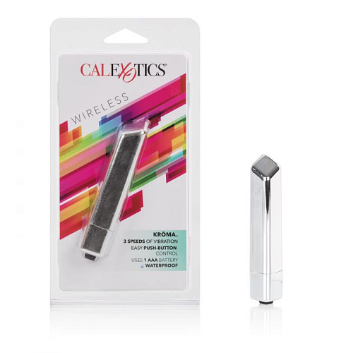 Серебристая вибропуля со скошенным кончиком California Exotic Novelties Kroma Bullets SE-0066-10-2