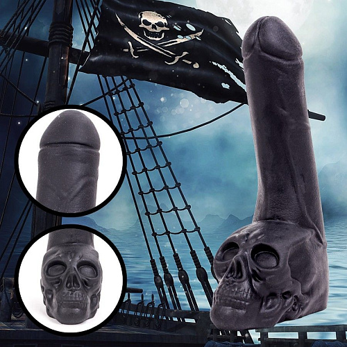Чёрный фаллоимитатор-гигант с черепом O-Products Cock with Skull 115-KB09 (28 см)