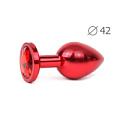 Коническая красная анальная втулка с красным кристаллом Anal Jewelry Plug RL-16 (9,3 см)