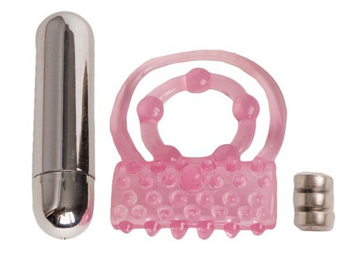 Розовое эрекционное кольцо с вибрацией ToyFa 888015