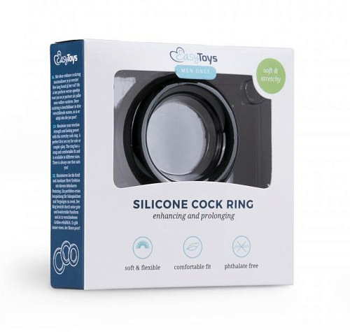 Чёрное эрекционное кольцо EDC Wholesale Silicone Cock Ring Medium ET085BLK-M