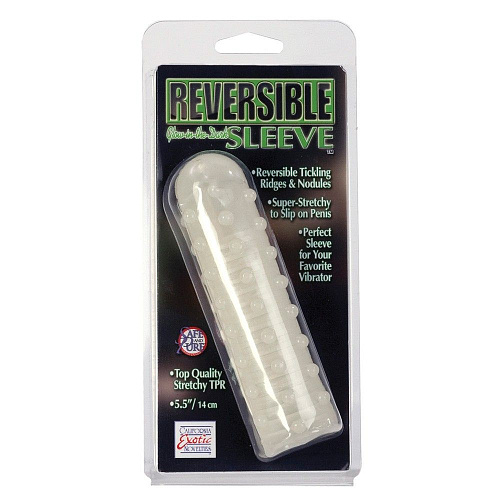 Двусторонняя, светящаяся в темноте насадка зелёного цвета California Exotic Novelties Glow in the Dark Reversible Sleeve SE-1599-20-2 (14 см)
