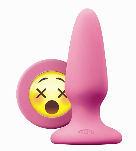 Розовая силиконовая пробка среднего размера NS Novelties Emoji WTF NSN-0513-24 (10,2 см)