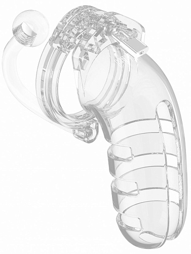 Прозрачный мужской пояс со съёмной анальной пробкой Shots Media BV Cage With Plug 12 MCG012TRA