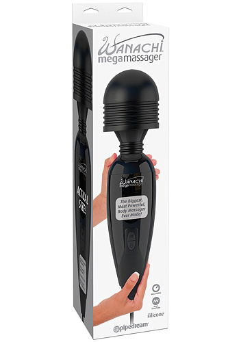 Вибромассажер чёрного цвета Pipedream Mega Wanachi