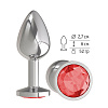 Серебристая анальная втулка с красным кристаллом Сумерки богов 513-04 red-DD (7 см)