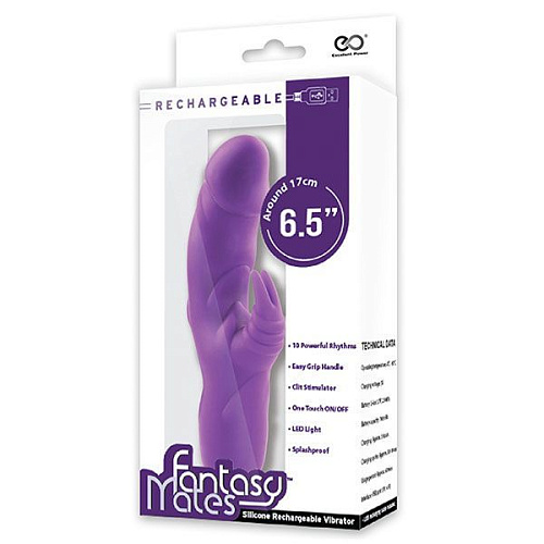 Фиолетовый вибратор с клиторальным стимулятором NMC MATES FANTASY RECHARGE VIBRATOR 111839 (17 см)