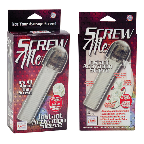 Дымчатая насадка с вибрацией California Exotic Novelties Screw Me Instant Activation Sleeve SE-1475-60-3 (17,25 см)