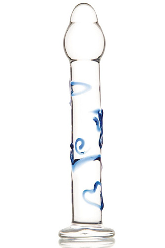 Стеклянный фаллос с объемными узорами и головкой Sexus 912003