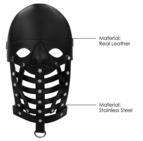 Чёрная маска-шлем Shots Media BV Leather Male Mask PAI011BLK