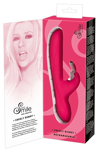 Ярко-розовый вибратор с клиторальным стимулятором Orion Swirly Bunny 0579793 (21,5 см)