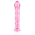 Розовый стеклянный фаллоимитатор с шишечками Lovetoy GS02pk