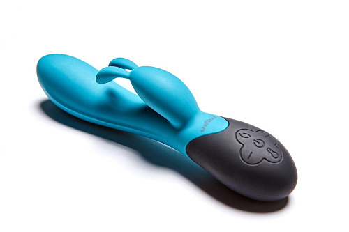 Бирюзовый вибратор с клиторальным стимулятором и нагревом Le Frivole Gemini 05490 (20,8 см)