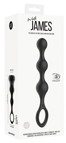 Чёрная насадка на пенис для двойной стимуляции Shots Media BV James JIL012BLK (21 см)