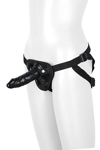 Чёрный страпон Dream Toys HARNESS WITH DILDO 21654 (13 см)