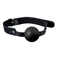 Чёрный силиконовый кляп-шар с ремешками из полиуретана Blush Novelties Solid Silicone Ball Gag 520028