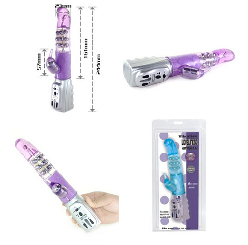 Фиолетовый ротатор с клиторальным стимулятором Baile Angell BW-029901-0603 (24,4 см)