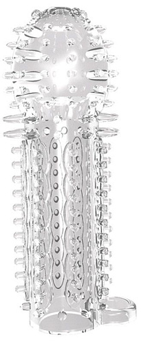 Закрытая прозрачная насадка на пенис с шипиками Chisa Nubby Sleeve CN-371620543 (14,5 см)
