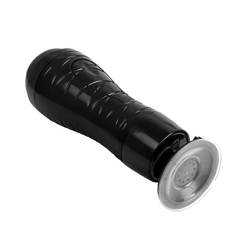 Мастурбатор-ротик телесно-чёрного цвета с присоской Baile Flora BM-00900T48N-2