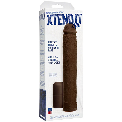 Коричневая увеличивающая насадка на пенис Doc Johnson 0730-03-BX (22,8 см)